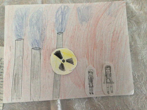 A drawing of a nuclear power plant