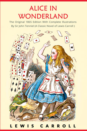 Alice surrounded by cards and animals